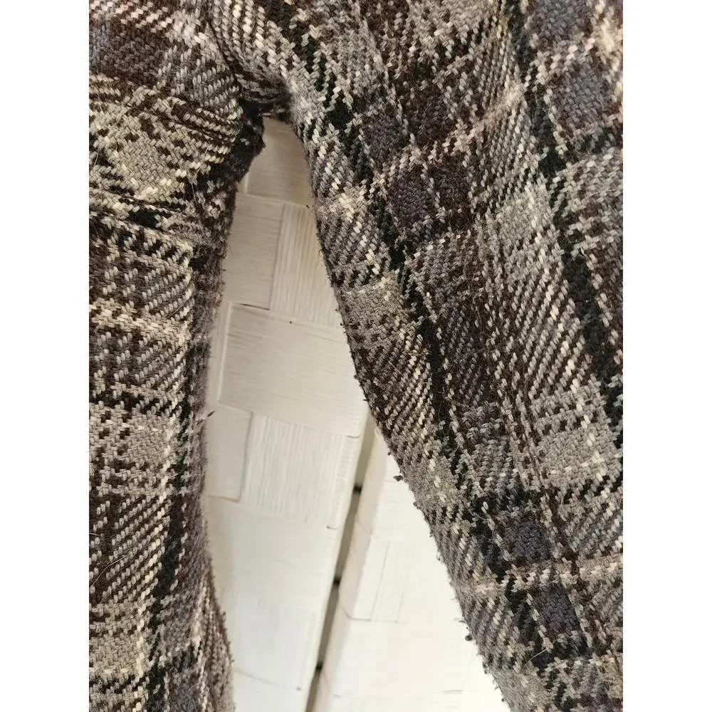 Vintage H&M Toddler Girls Gray & Pink Plaid Double-Breasted Peacoat.